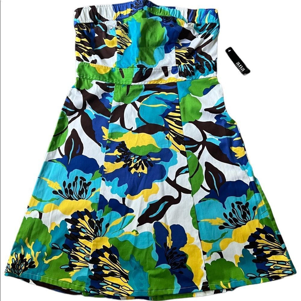 Island Style Strapless Dress NWT Sz 10 tropical white green yellow blue